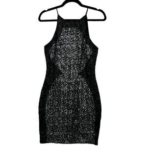 Dress the Population Womens Rowen Sequin Bodycon Cocktail Mini Dress Size M Glam